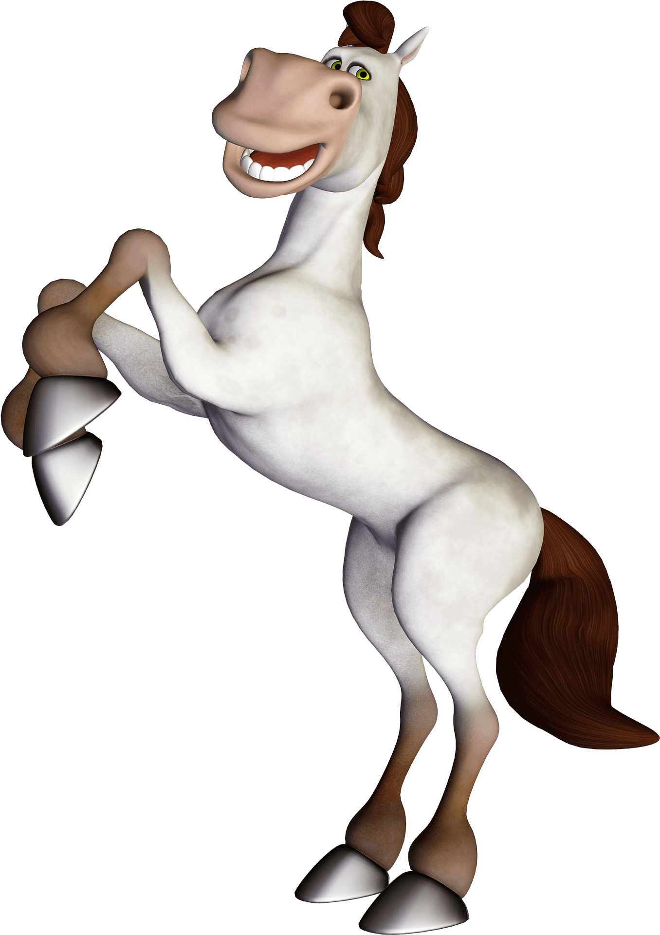 Animated Smiling Horse Character PNG