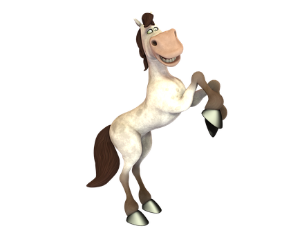 Animated Smiling Horse Standing On Hind Legs PNG