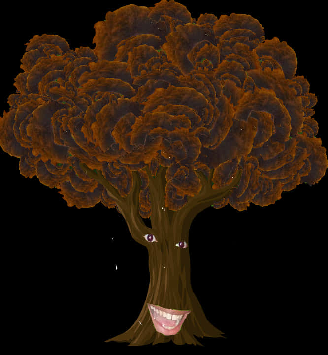 Animated Smiling Tree Character PNG