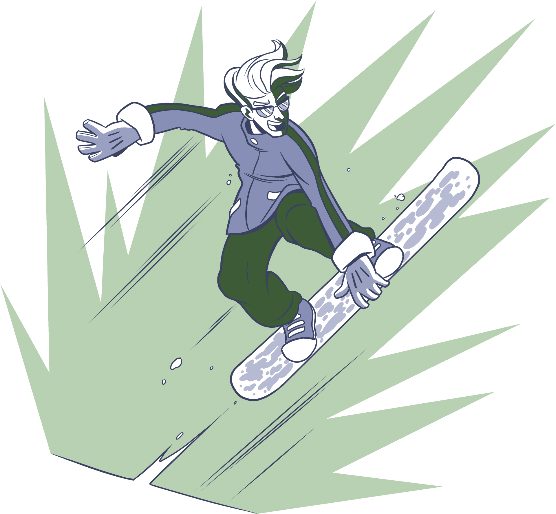 Animated Snowboarder Action Pose PNG