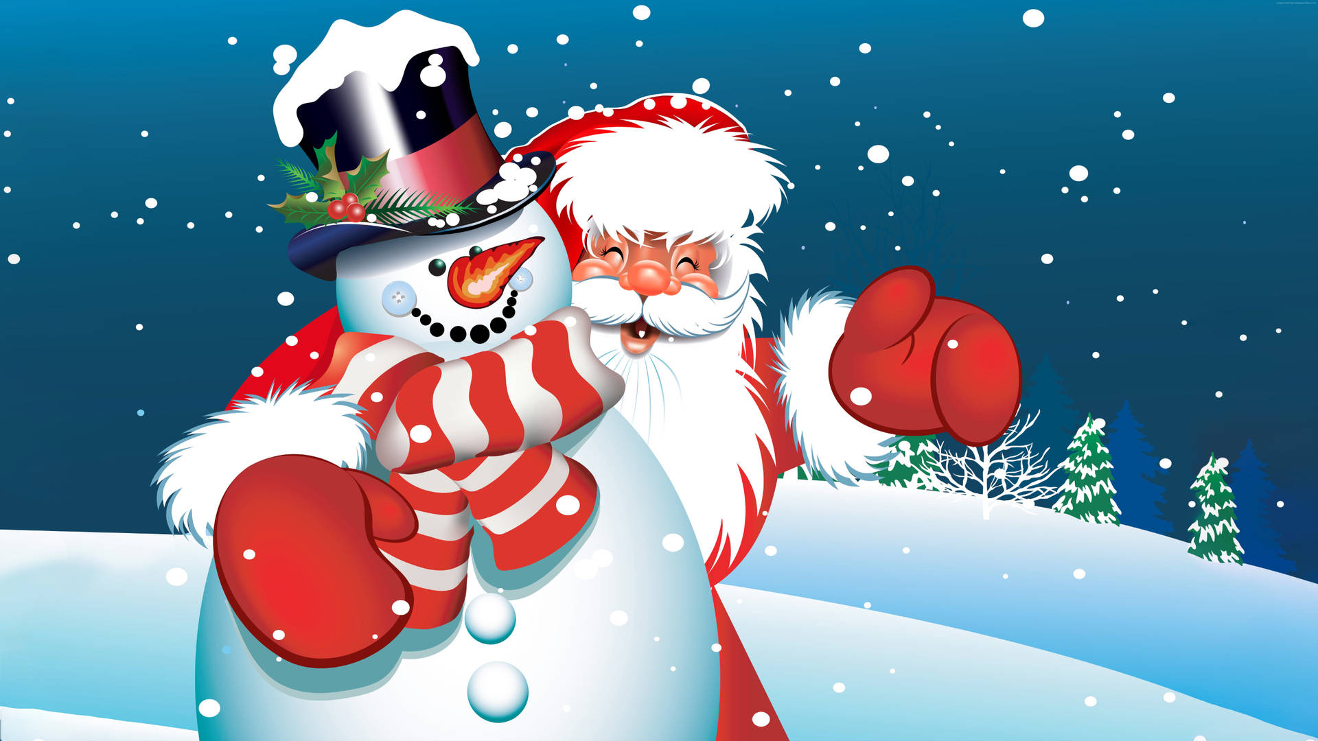 Animated Snowman And Santa Claus