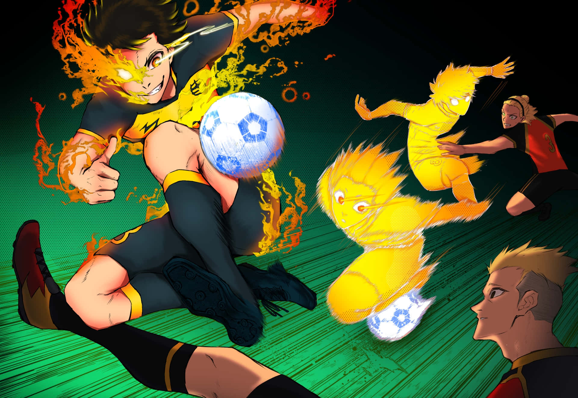 Animated Soccer Players Superpowers Wallpaper