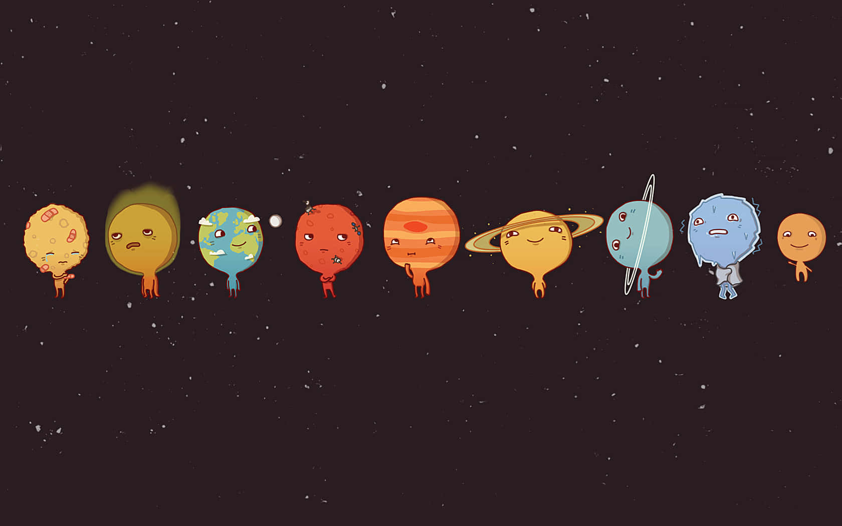 Animated Solar System Characters Wallpaper