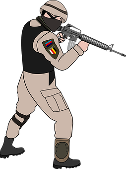 Animated_ Soldier_with_ Rifle_ Vector PNG