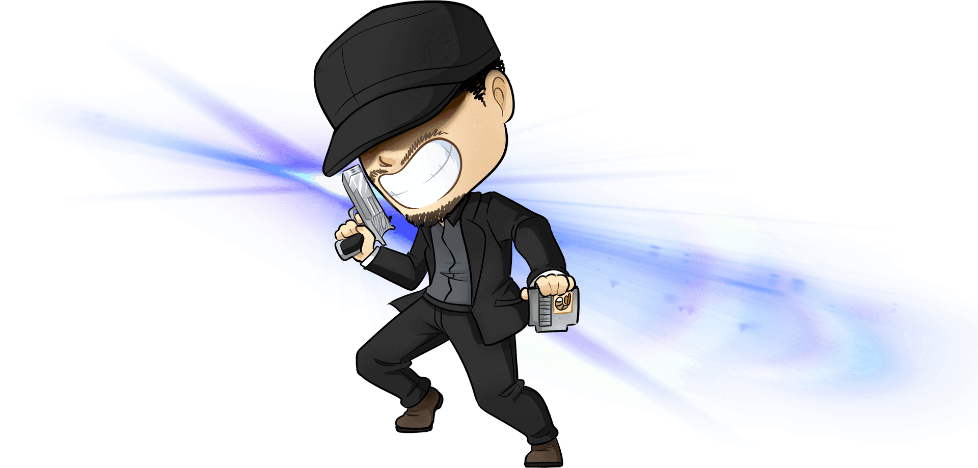 Animated Spy Character With Glowing Blade PNG