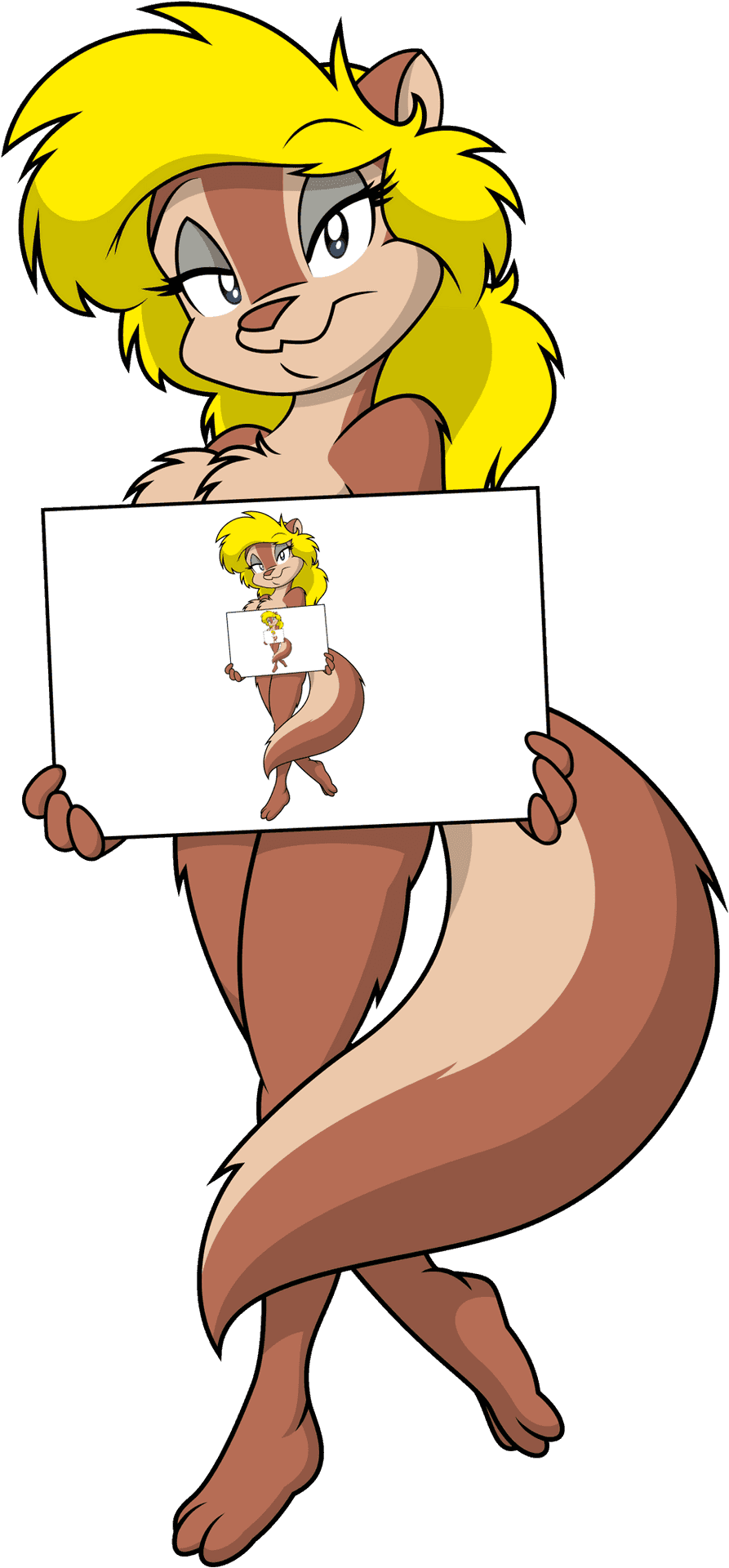 Animated Squirrel Character Holding Sign PNG