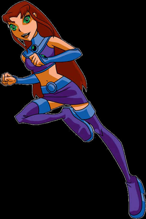 Animated Starfire Action Pose PNG