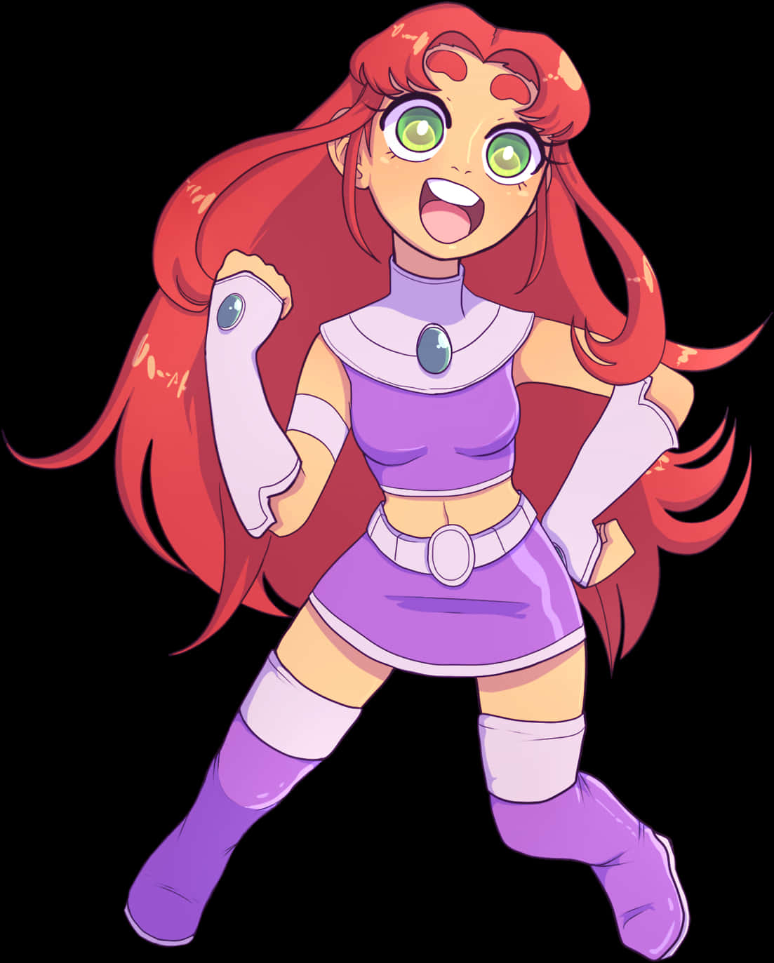 Animated Starfire Character Illustration PNG
