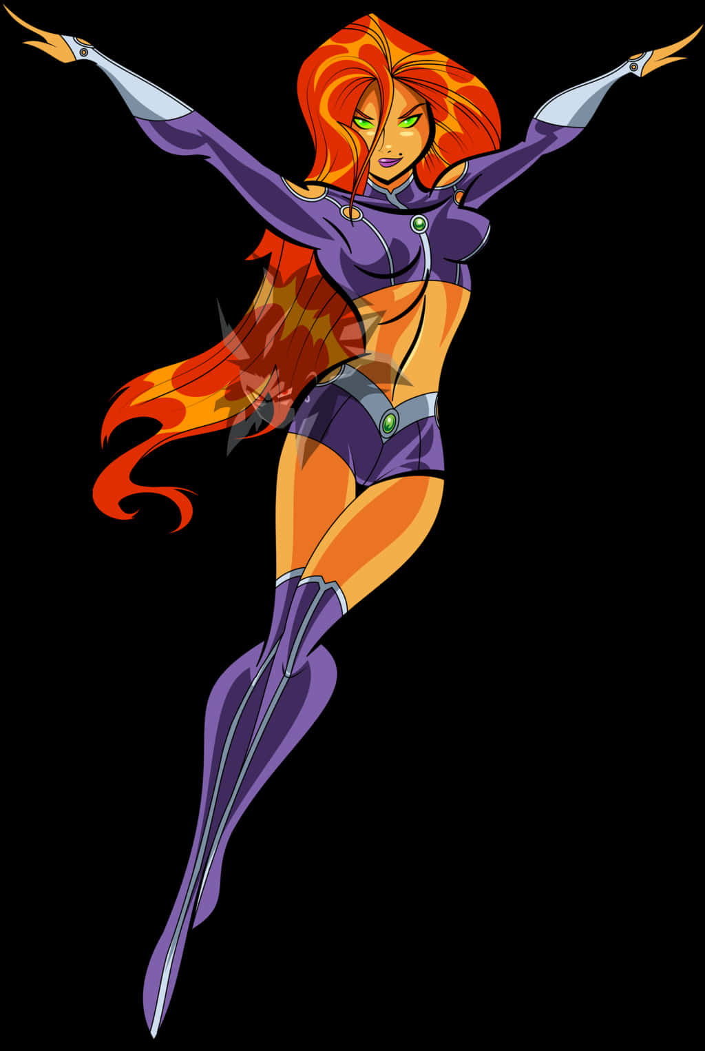 Animated Starfire Flying Pose PNG