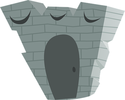 Animated Stone Face Door Design PNG
