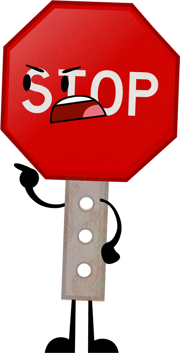 Animated Stop Sign Character PNG