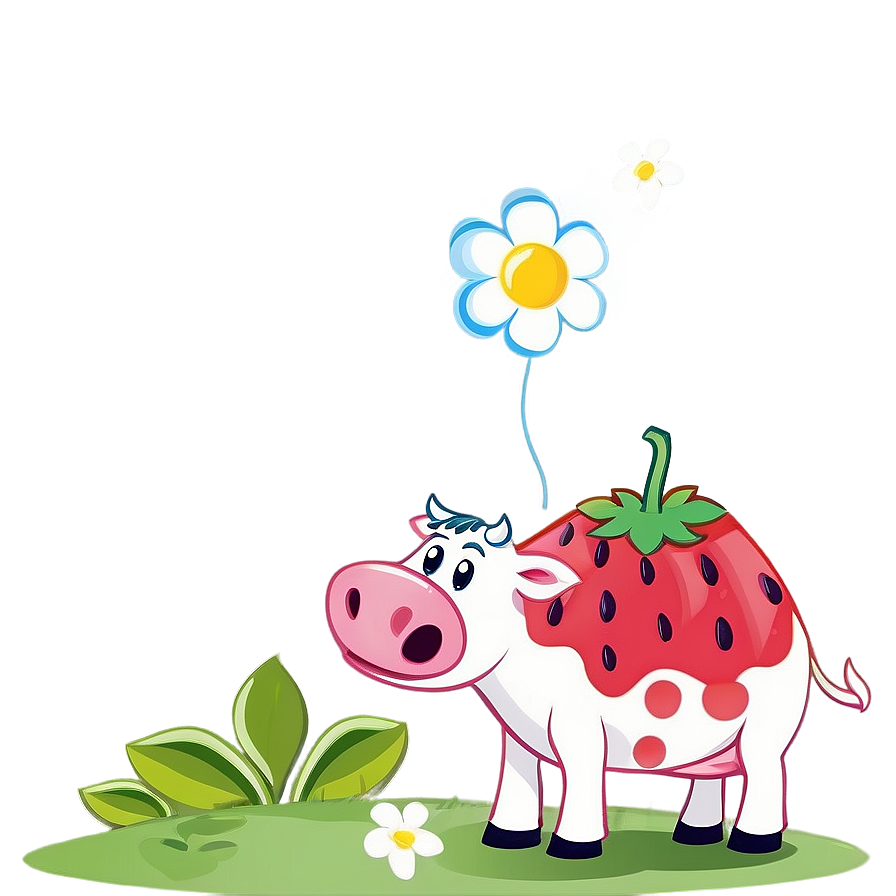 Animated Strawberry Cow Image Png 06252024 PNG