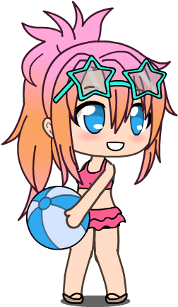 Animated Summer Beach Ball Girl PNG