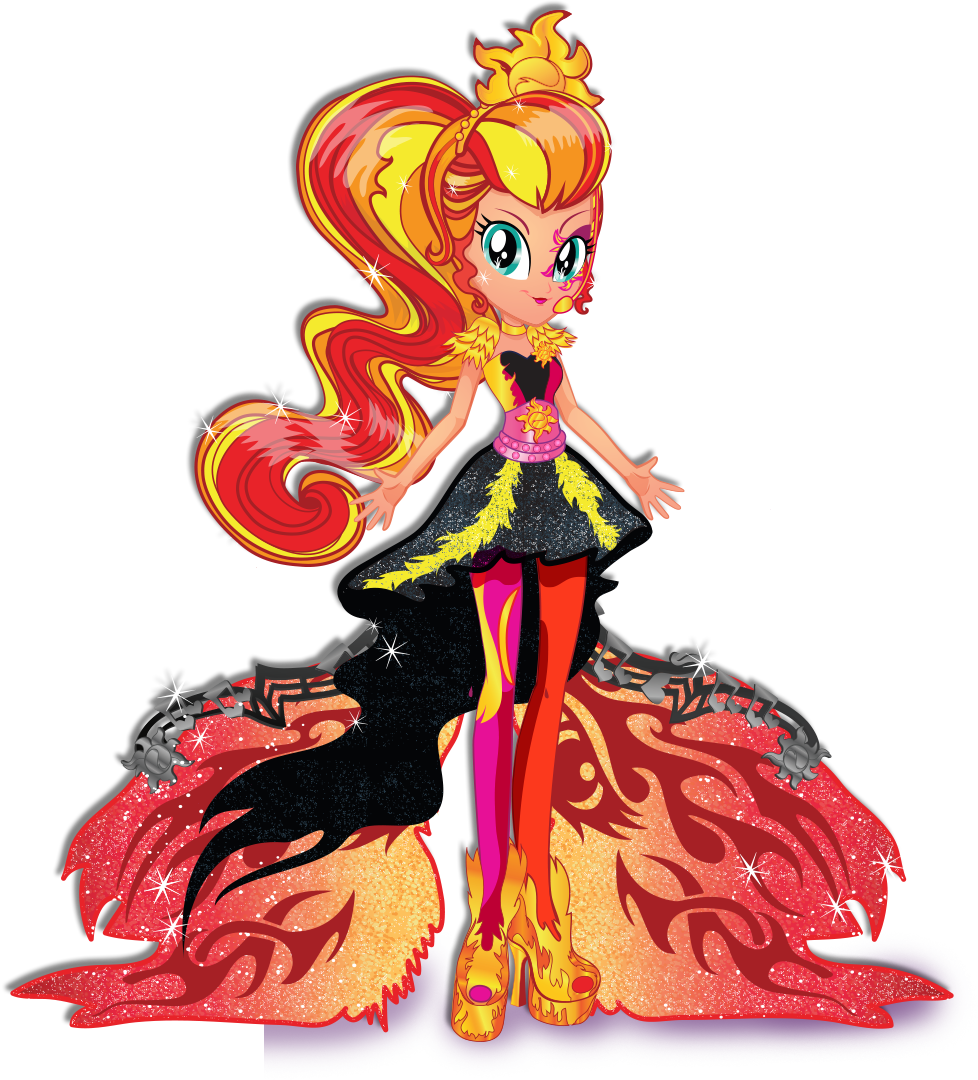 Animated Sunset Flame Princess Fashion PNG