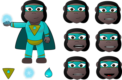 Animated Superhero Character Expressions PNG