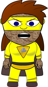 Animated Superhero Character Yellow Costume PNG