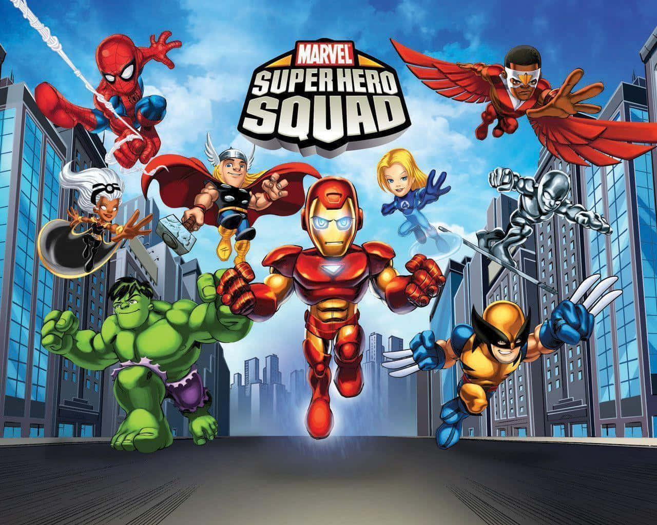 Spectacular Animated Superhero Team-up Wallpaper