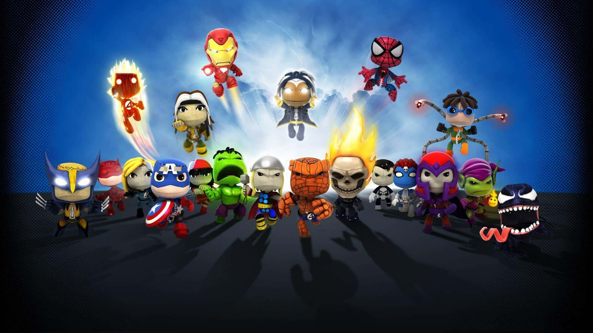 Epic Battle of Animated Superheroes Wallpaper