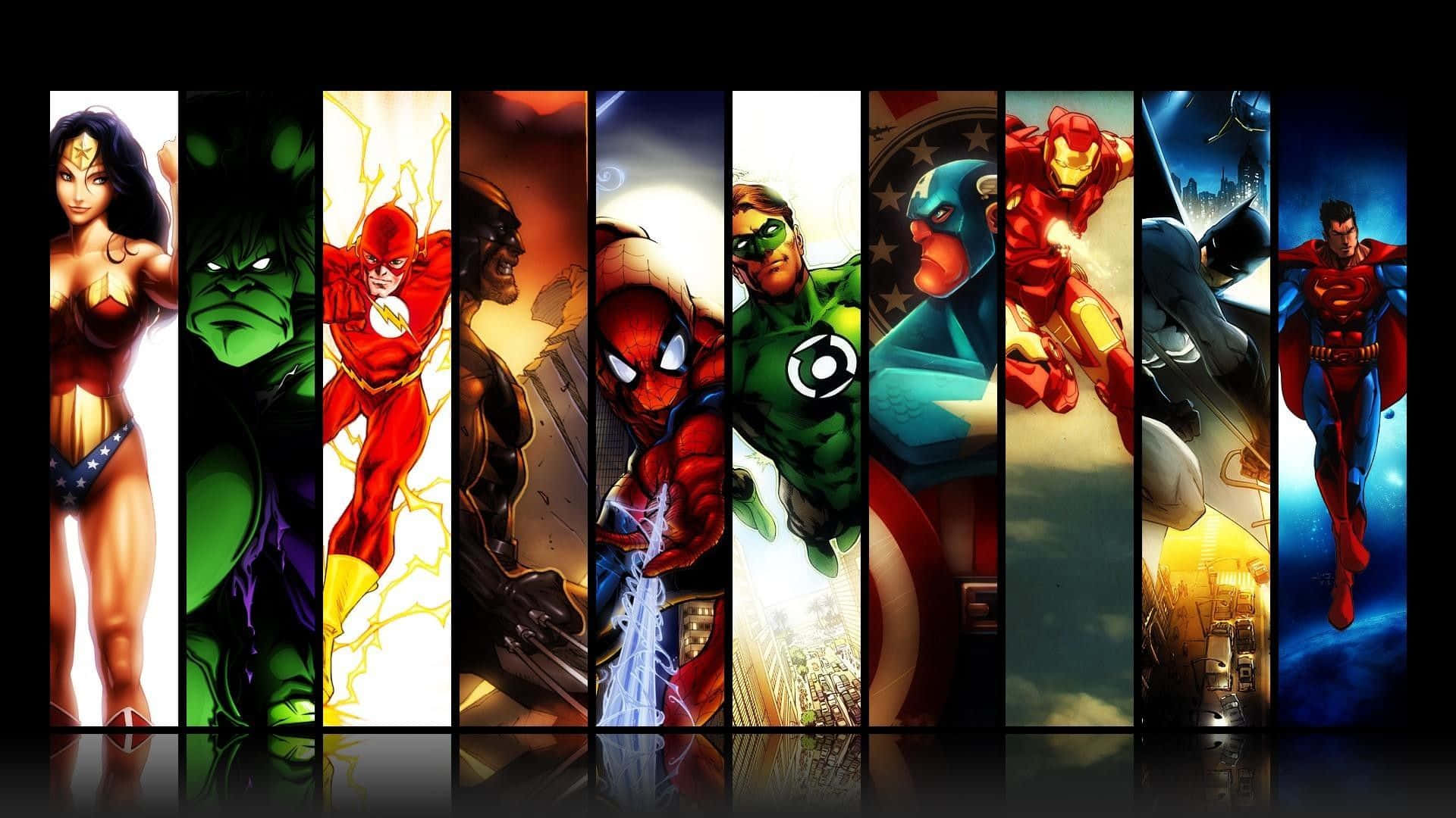 Action-Packed Animated Superhero Team Wallpaper