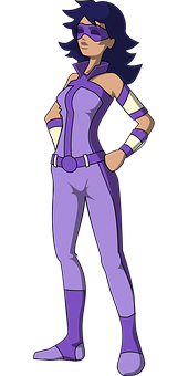 Animated Superheroine Pose PNG