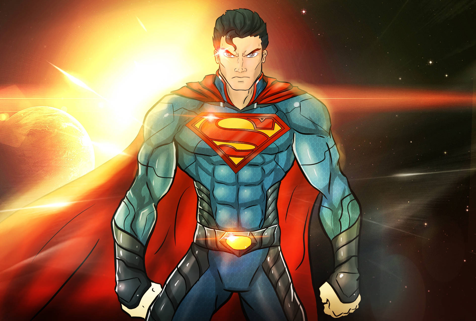 Download Animated Superman With Superman Logo Wallpaper 