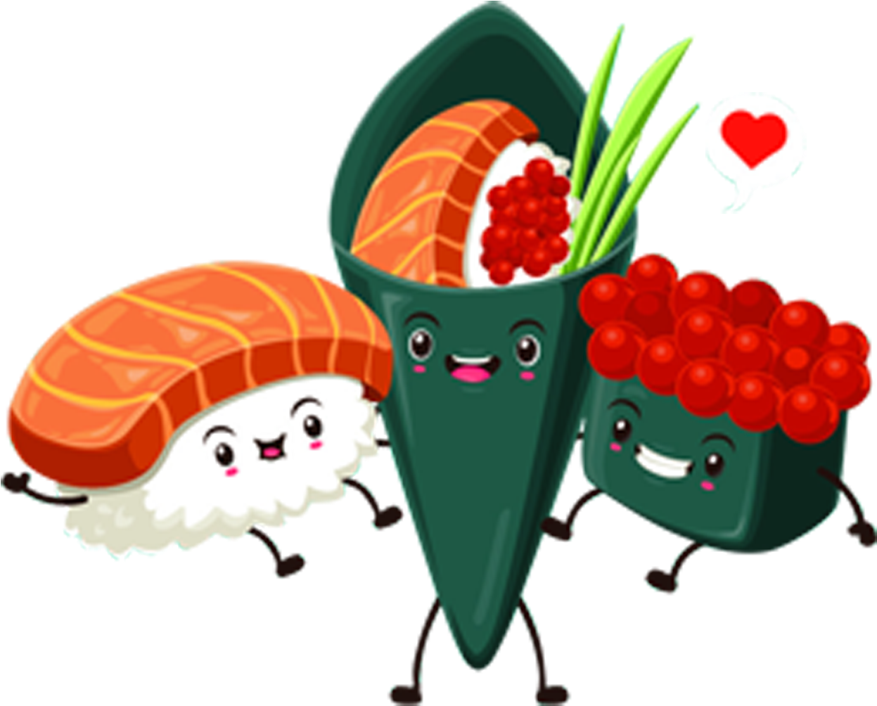 Animated Sushi Friends Cartoon PNG