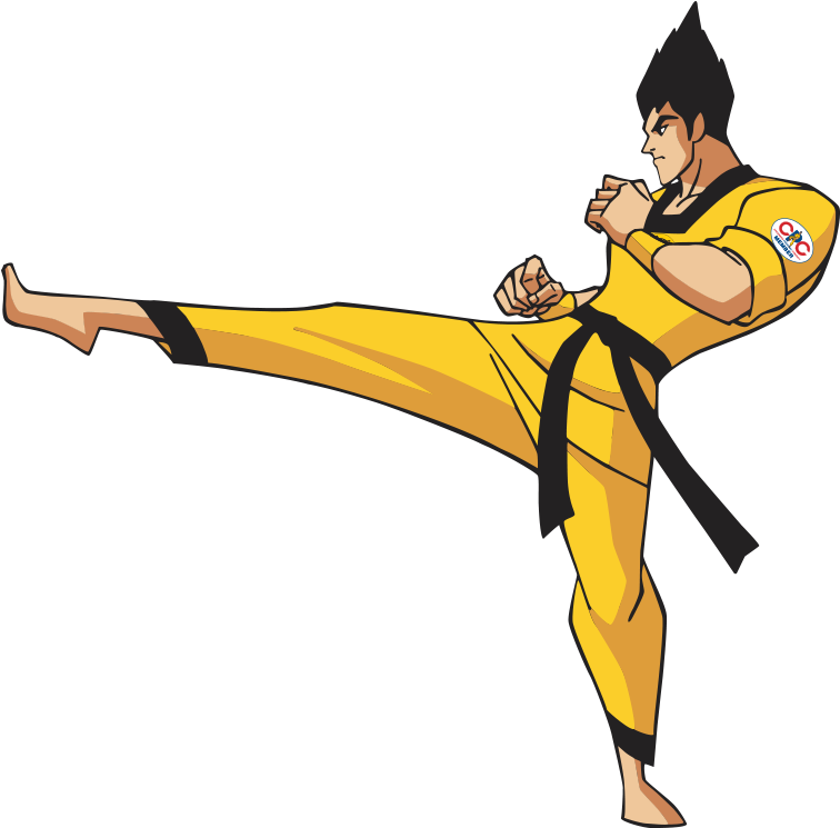 Animated Taekwondo Black Belt Kick PNG