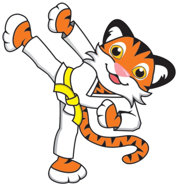 Animated Taekwondo Tiger Yellow Belt PNG