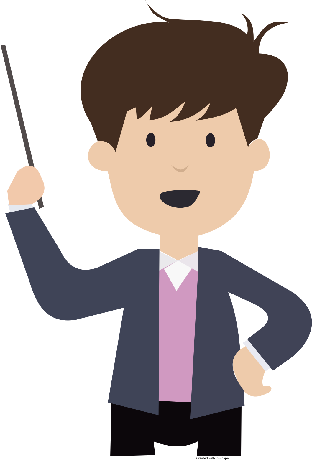 Animated Teacher Holding Pointer PNG