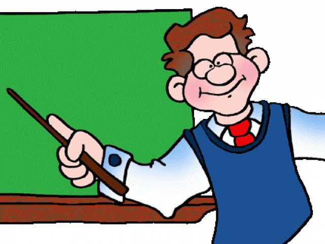 Animated Teacher Pointingat Blackboard PNG