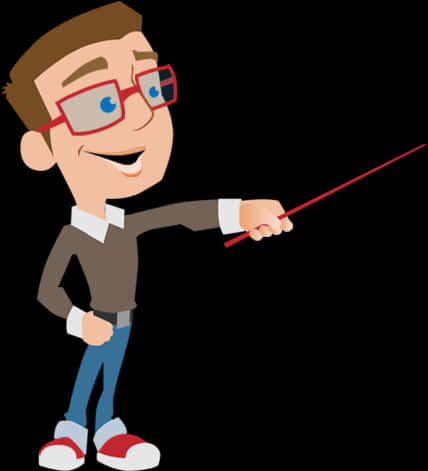 Animated Teacher With Pointer Clipart PNG