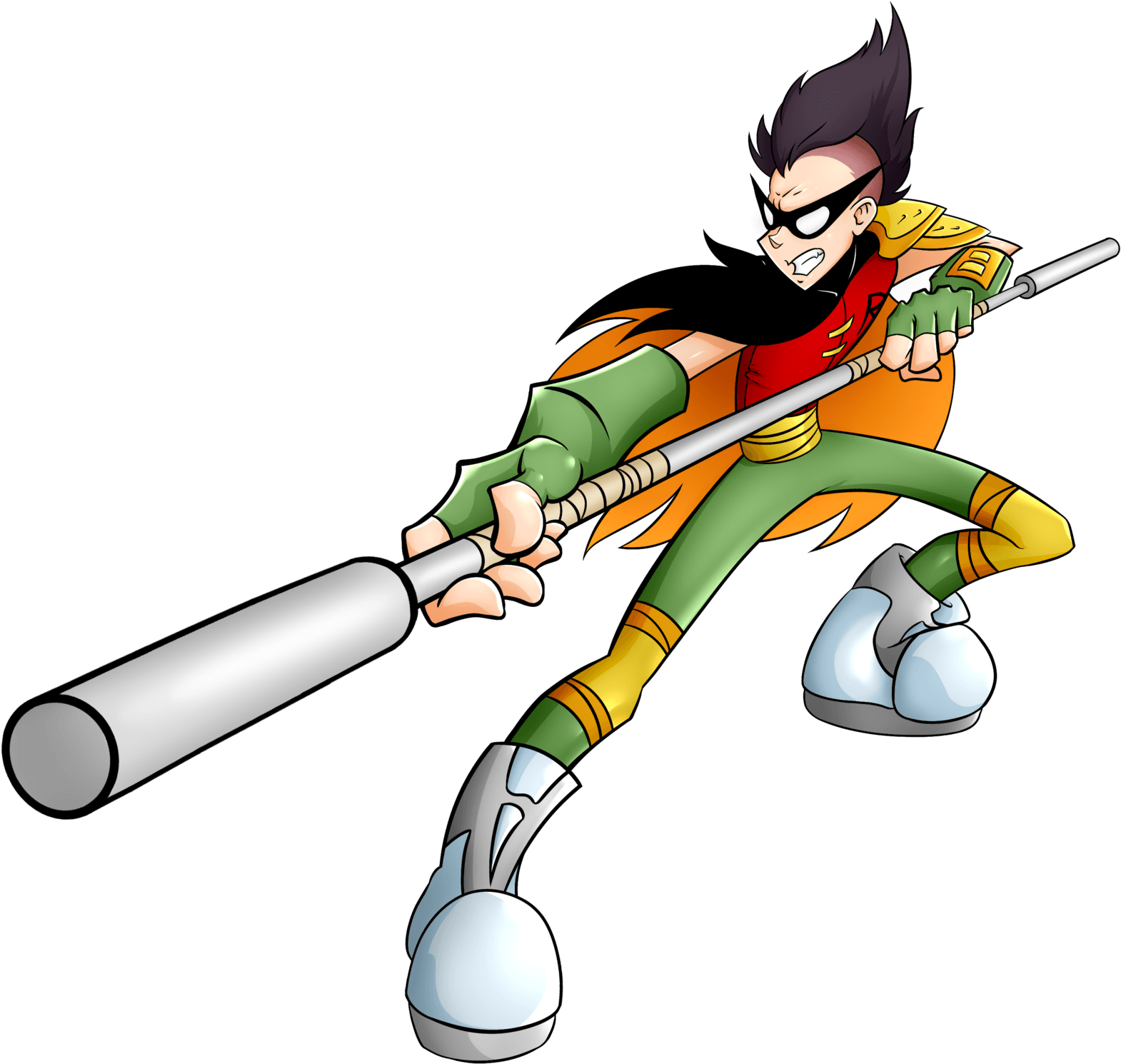 Animated Teen Hero With Staff PNG