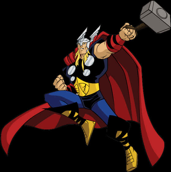 Animated Thor With Mjolnir PNG