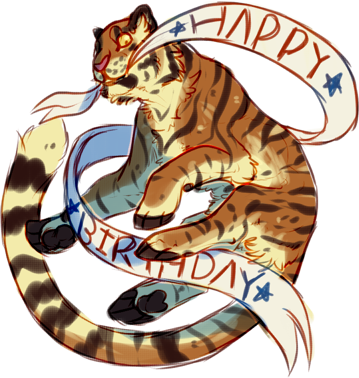 Animated Tiger Celebrating Birthday PNG