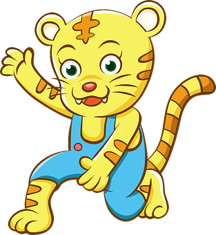 Animated_ Tiger_ Character_ Greeting PNG