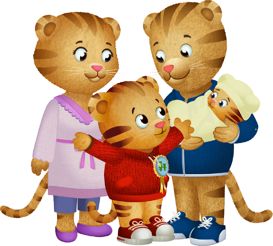 Animated Tiger Family Cartoon PNG