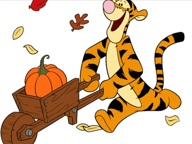 Animated Tiger Pulling Wagonwith Pumpkin PNG