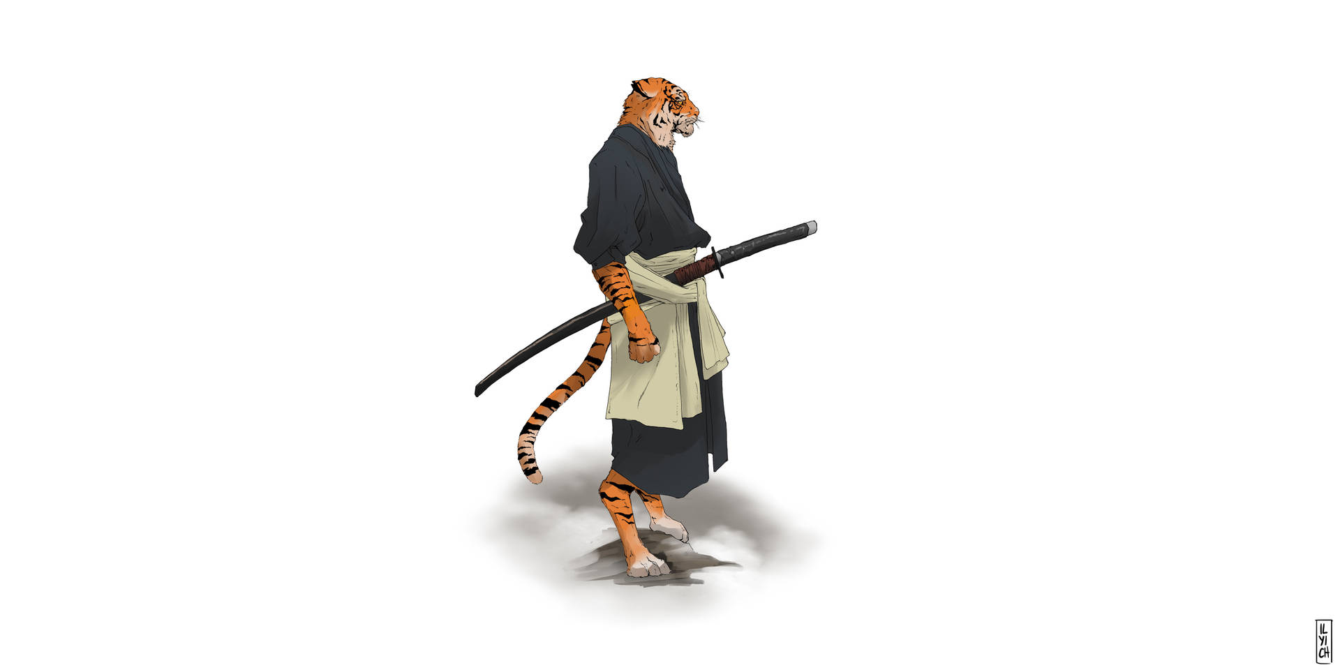 Animeret Tiger Samurai Wallpaper