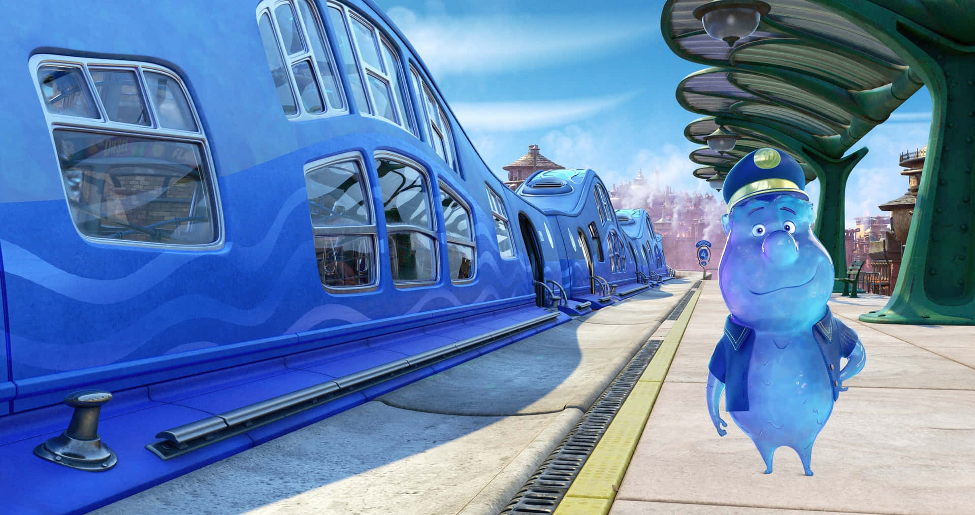 Animated Train Stationwith Character Wallpaper