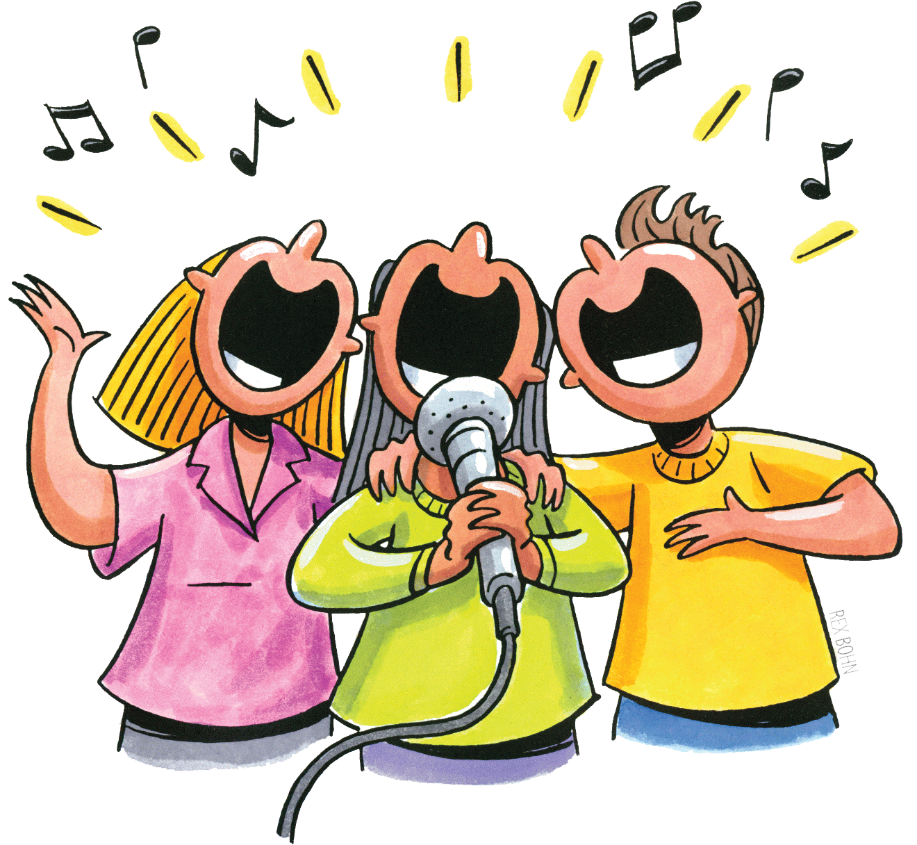 Animated Trio Karaoke Singing PNG
