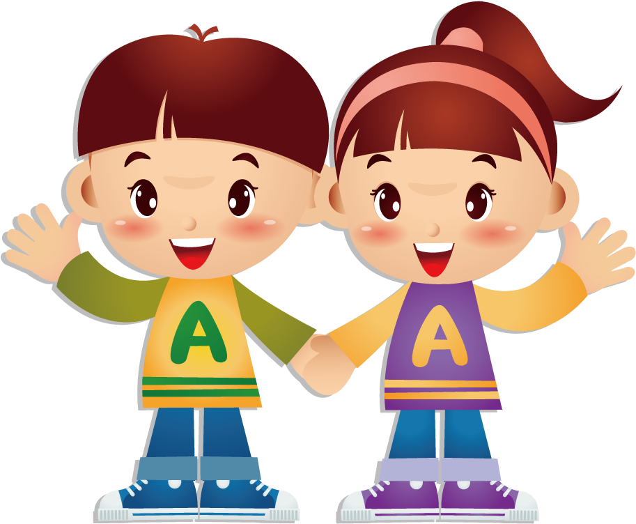 Animated Twin Siblings Waving PNG