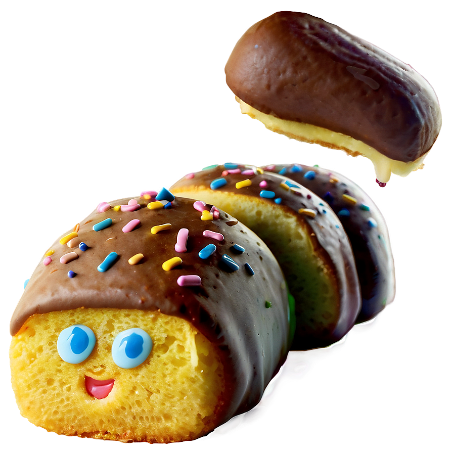 Animated Twinkie Character Chocolate Dipped PNG