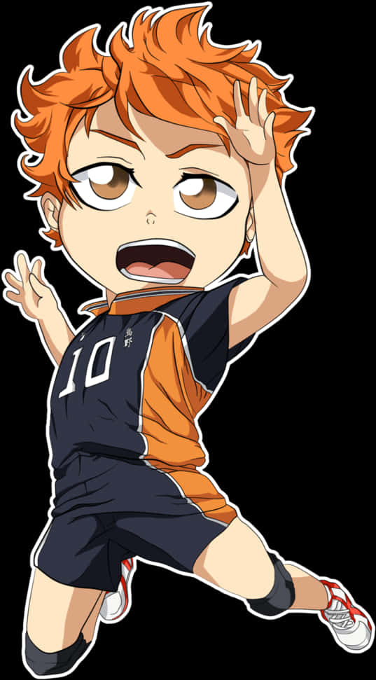 Animated Volleyball Player Hinata Action Pose PNG