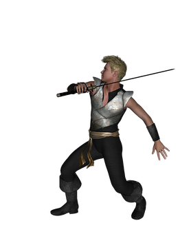 Animated Warrior Action Pose PNG