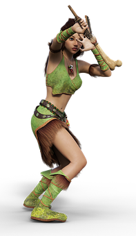 Animated Warrior Woman Pose PNG