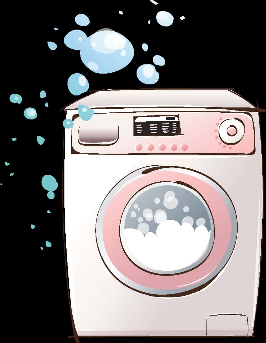 Animated Washing Machinewith Bubbles PNG