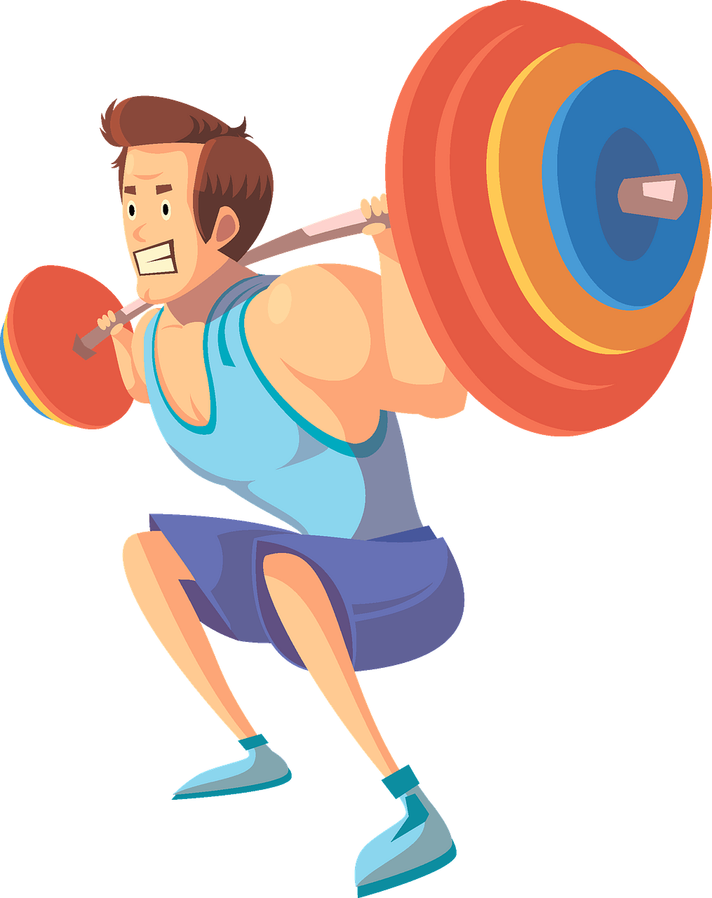 Animated Weightlifter Performing Squat PNG