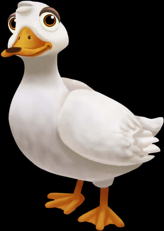 Animated White Duck Character PNG