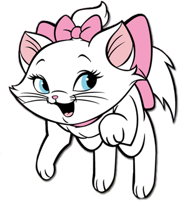 Animated White Kitten With Pink Bow PNG