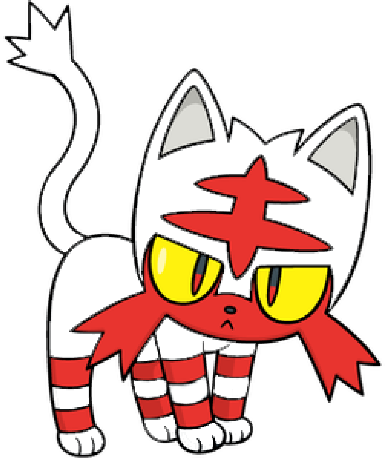 Animated White Red Cat Cartoon PNG